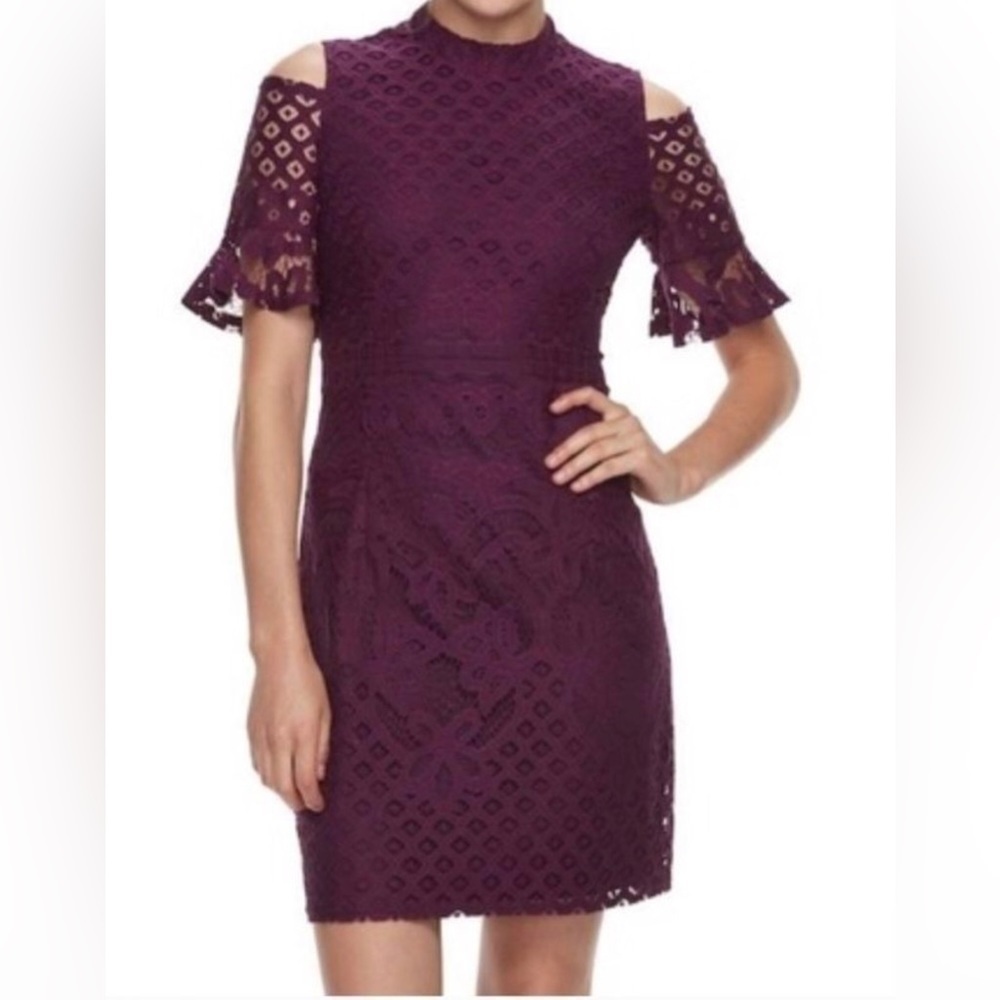 NWT Sharagano Purple Lace Overlay Dress